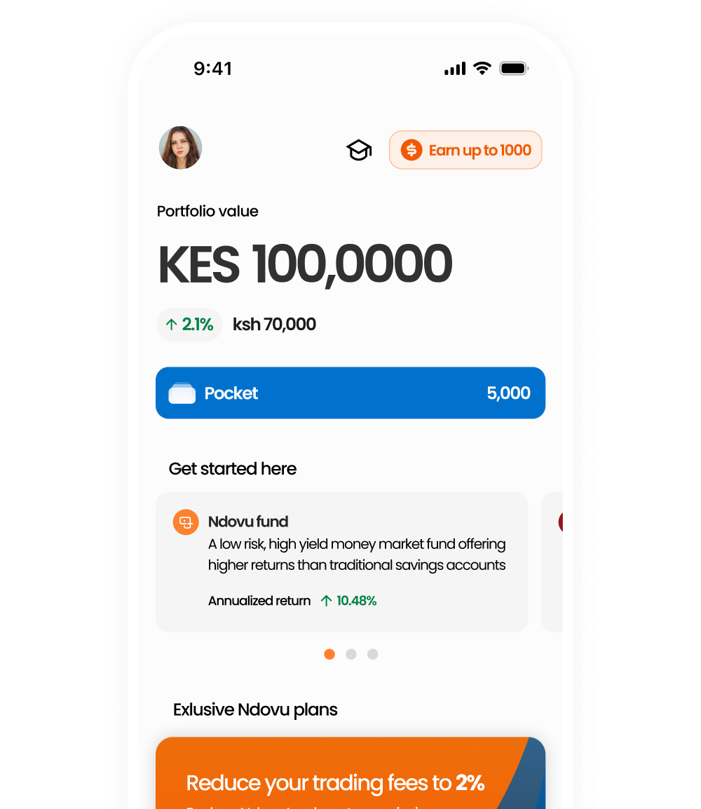A financial app home screen featuring an account balance, offer cards and a wallet